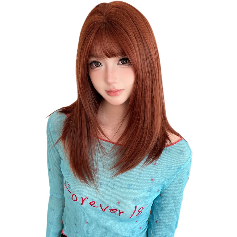 Silk Island Wig Women's Natural Realistic Student's Head Mid-length Hair Summer Full Head Cover Full Top Wig