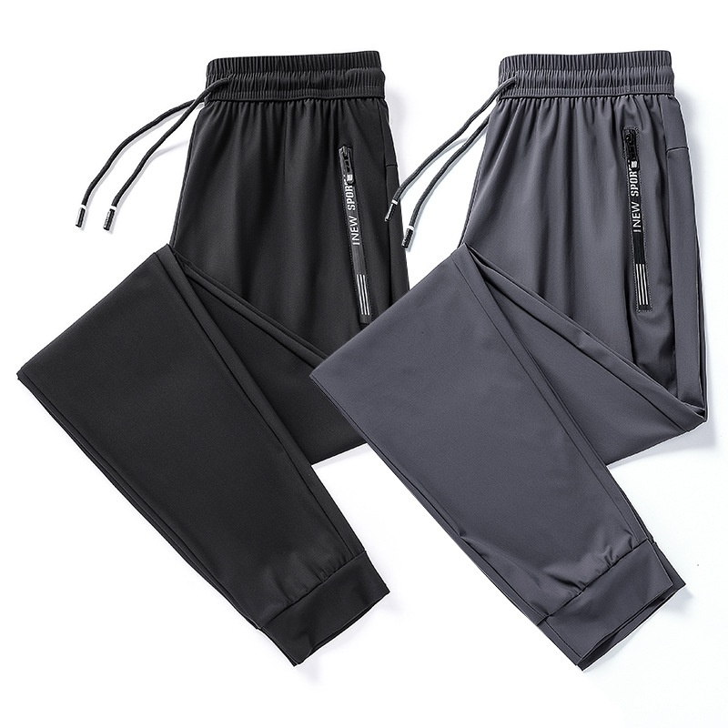 Summer Hot Style Ice Silk Elastic Quick-Drying Pants Men's Breathable Straight Casual Pants Couple Style Sports Pants