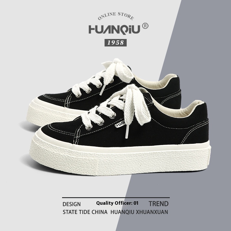 Global Black Canvas Shoes For Women Spring Hit All-match Student Leisure Autumn And Winter Sports Shoes