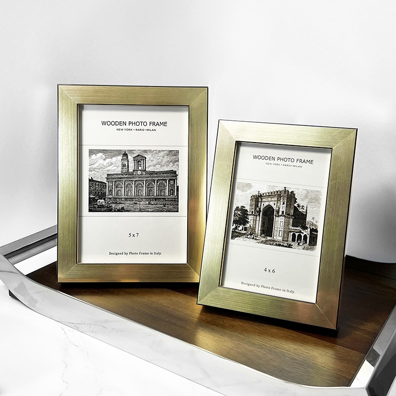 Italian Light Luxury Modern Minimalist Solid Wood Photo Frame Gold Silver Model Room Decoration