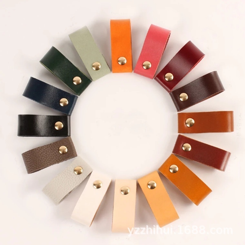 Style Leather Cabinet Door Handles Household Drawer Leather Handles Children's Anti-collision Leather Handles