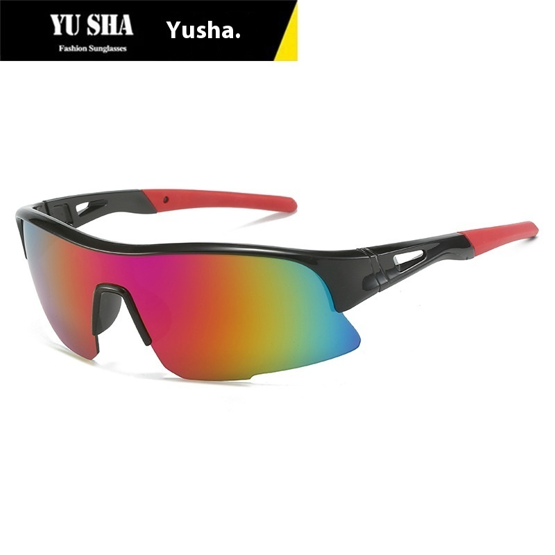 Yusha Men's Outdoor Bicycle Windshield Riding Sunglasses9185 European And American Glasses Women's Sports Sunglasses