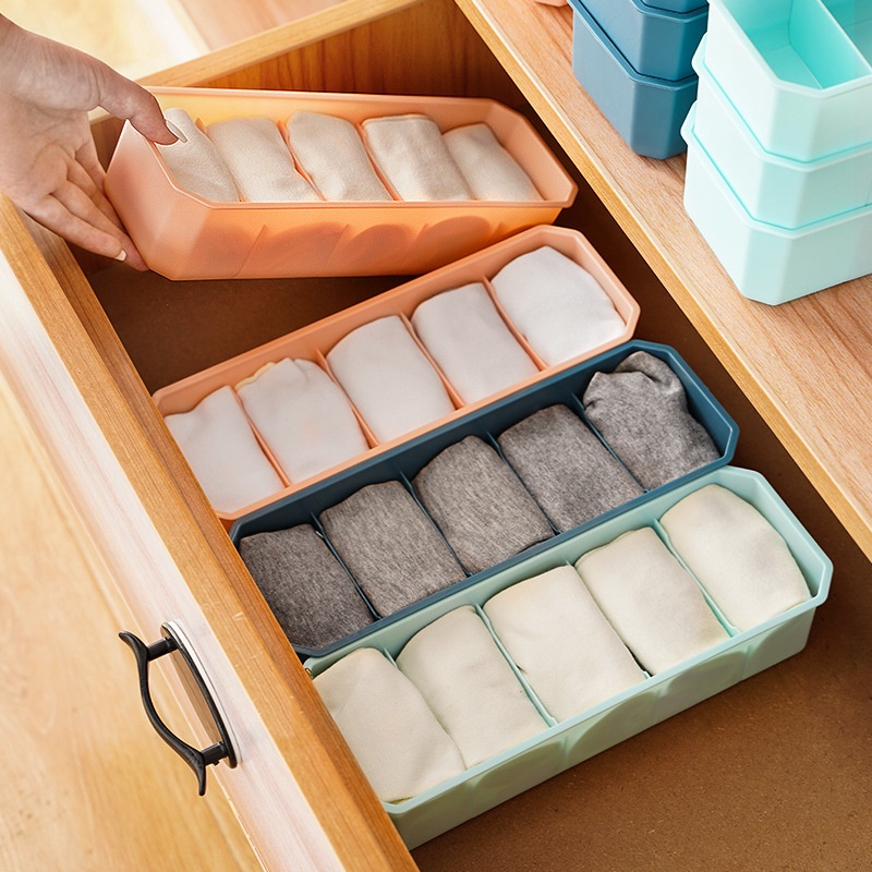 Household Underwear Storage Box Multifunctional Plastic Compartment Can Be Stacked Bra Underwear Storage Box Socks Storage Box