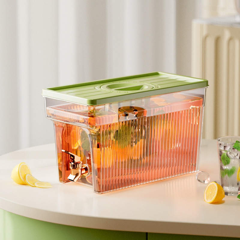 Light Luxury Cold Water Kettle Sparkle Water Juice Beverage Bucket Refrigerator Plastic With Faucet