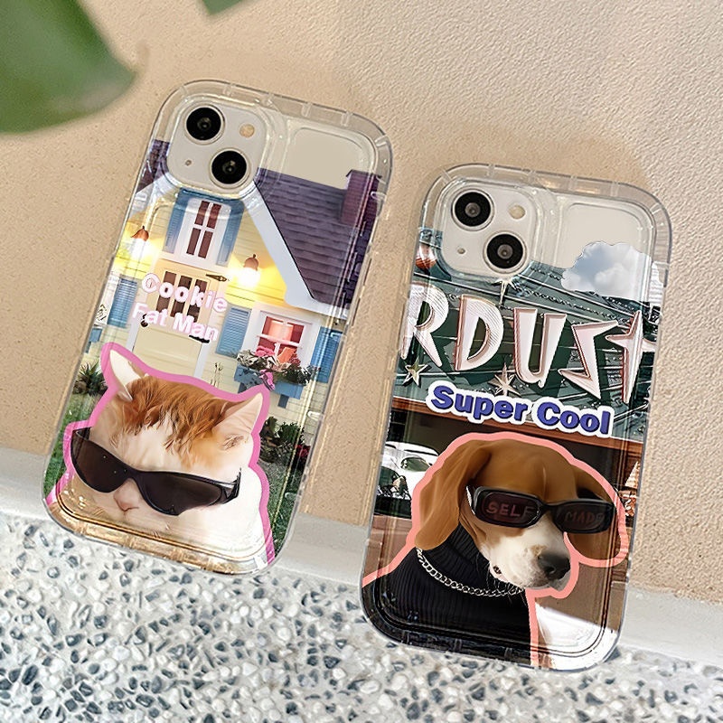Suitable For IPhone15 Pro Max American Sunglasses Cat And Dog Mobile Phone Case14pro Advanced Anti-fall12/13 Men And Women