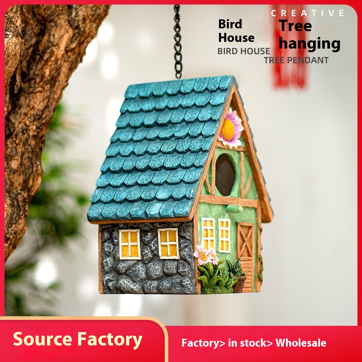 Courtyard Garden Decoration Parrot Outdoor Bird House Winter Warm Bird Nest Hanging Nest Resin Crafts Ornaments