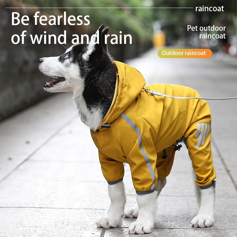 Traction Dog Four-legged Raincoat Waterproof Large,Medium And Small Dogs Pet Rainy Day Outdoor Clothes