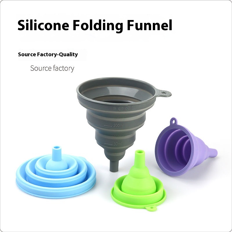 Silicone Folding Funnel Mini Household Oil Pot Oil Funnel Kitchen Large Diameter Retractable Refueling Oil Pouring Wine Funnel