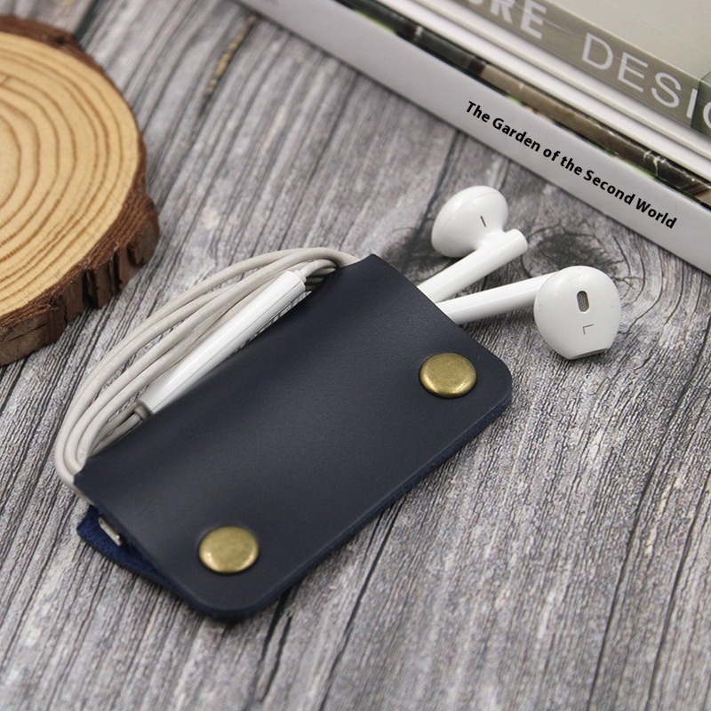 Data Cable Protective Cover PULeather Cable Winder Solid Color Headphone Cable Storage Mobile Phone Charging Cable Storage Protective Cover