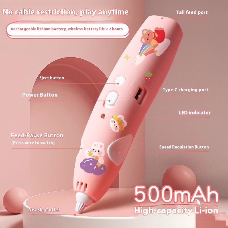 Deli 3D Printing Pen Stereo Graffiti Painting Pen Children's Day Gift Low Temperature Wireless Creative DIY Toy