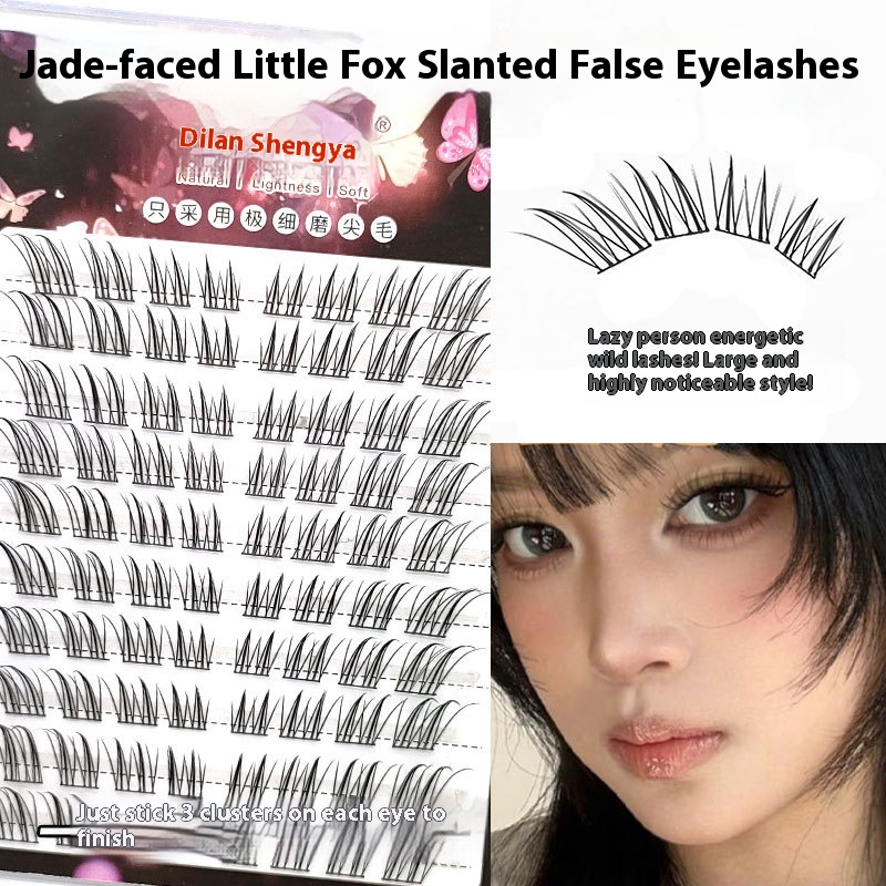 Jade-faced Little Fox Slanting Fake Eyelashes Product Eye Tail Pull Long Chinese Style Charm Single Cluster Comic Eyelashes