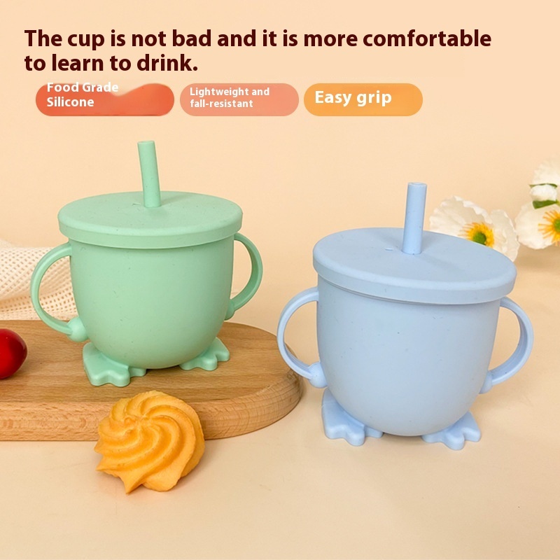 Food Grade Silicone Baby Handheld Learning Drinking Cup Baby Special Drinking Straw Cup Baby Anti-spill Scale Milk Cup