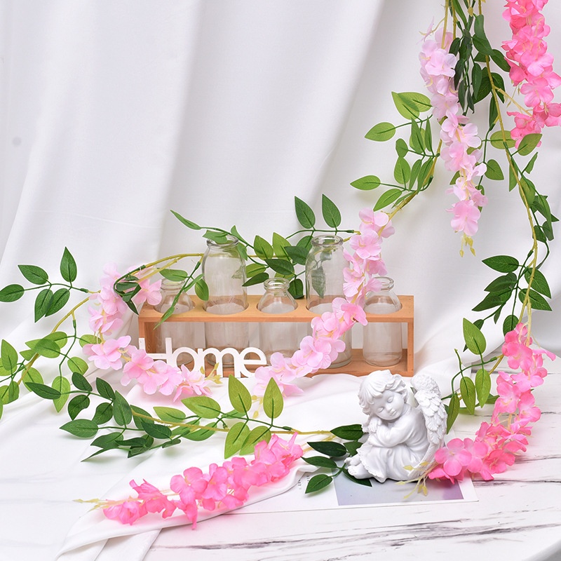 Simulation Fake Flower Wisteria Flower String Ceiling Decoration Wisteria Vine Wedding Wisteria Flower Vine Pipeline Air Conditioning Balcony Indoor