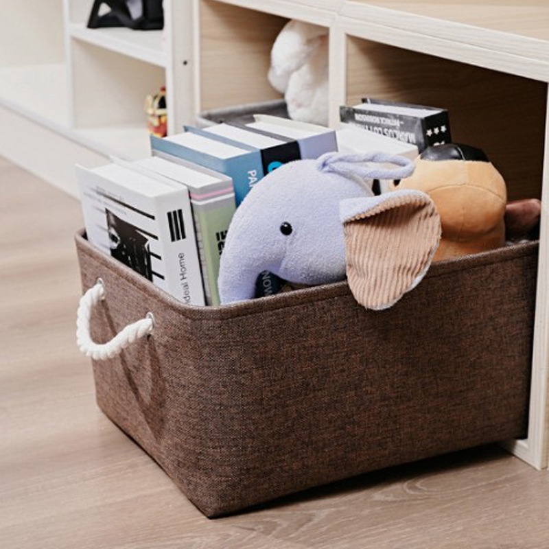 Linen Storage Basket With Portable Desktop Storage Basket Foldable Cosmetics Sundries Storage Box