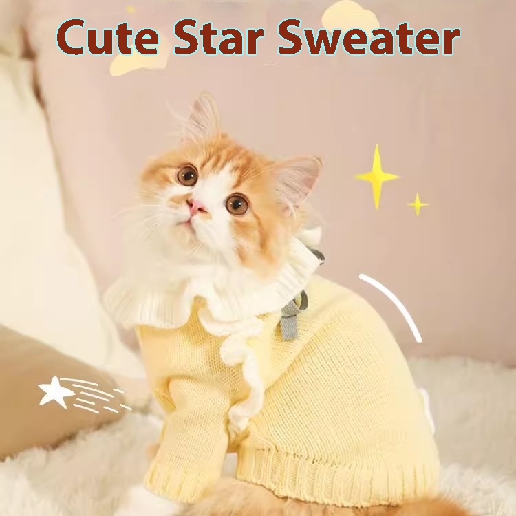 Cat Clothes Winter Warm Windproof No Hair Loss Autumn And Winter Style Puppet Gradient Pet Kitten Puppy Cute Sweater