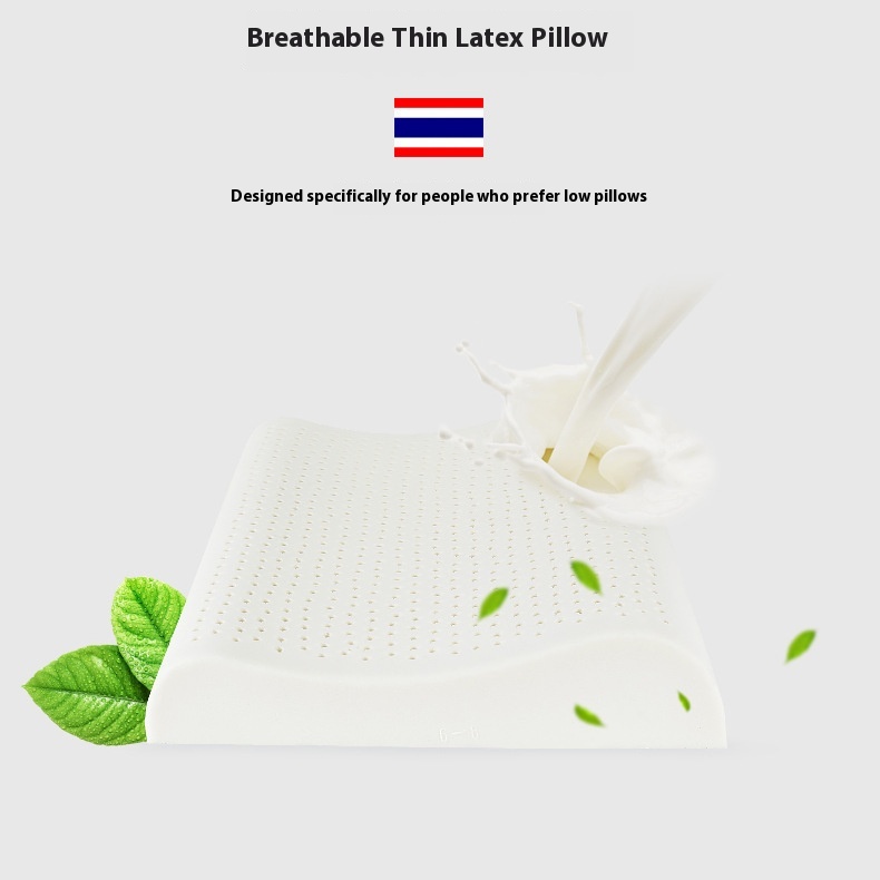 Thai Latex Pillow Single Pillow Thin Pillow Core Adult Cervical Pillow Natural Latex Low Pillow Core To Help Sleep