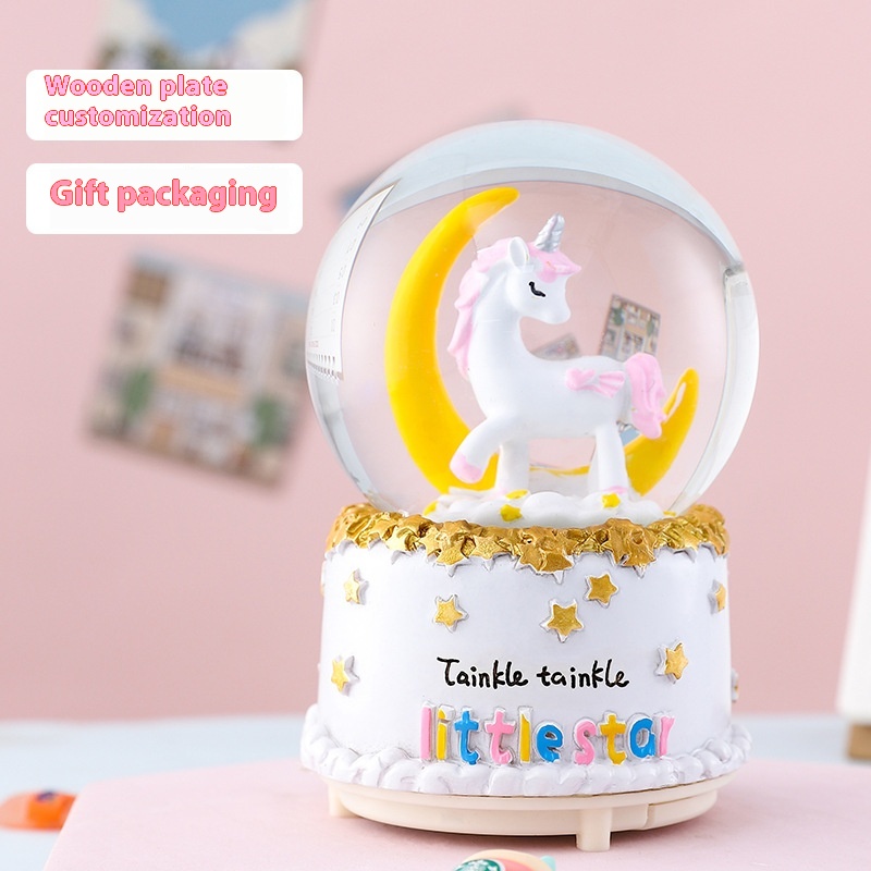 Direct Of AVariety Of Unicorn Romantic Couple Luminous Crystal Ball Music Box Snowflake Lantern Music Box Ornaments