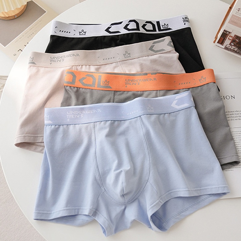 Men's Underwear Pure Cotton One Piece Boxer Breathable Skin-friendly Boys Sports Shorts Pants Solid Color Boxer Briefs