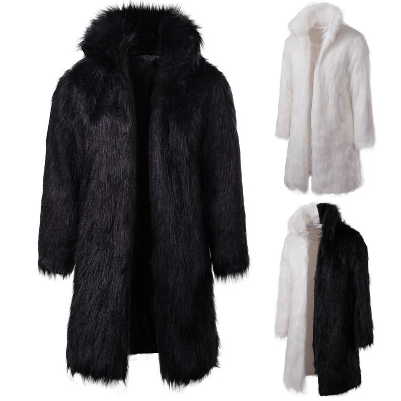 European And American Youth Autumn And Winter Men's Fashion Personality Hip-hop Imitation Fur Long Coat