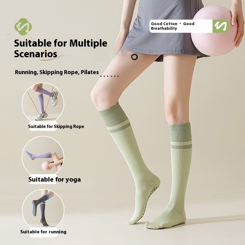 Pressure Socks Women's Sports Professional Fitness Running Rope Skipping Muscle Compression Socks Long Tube Yoga Skinny Leg Shallow Socks