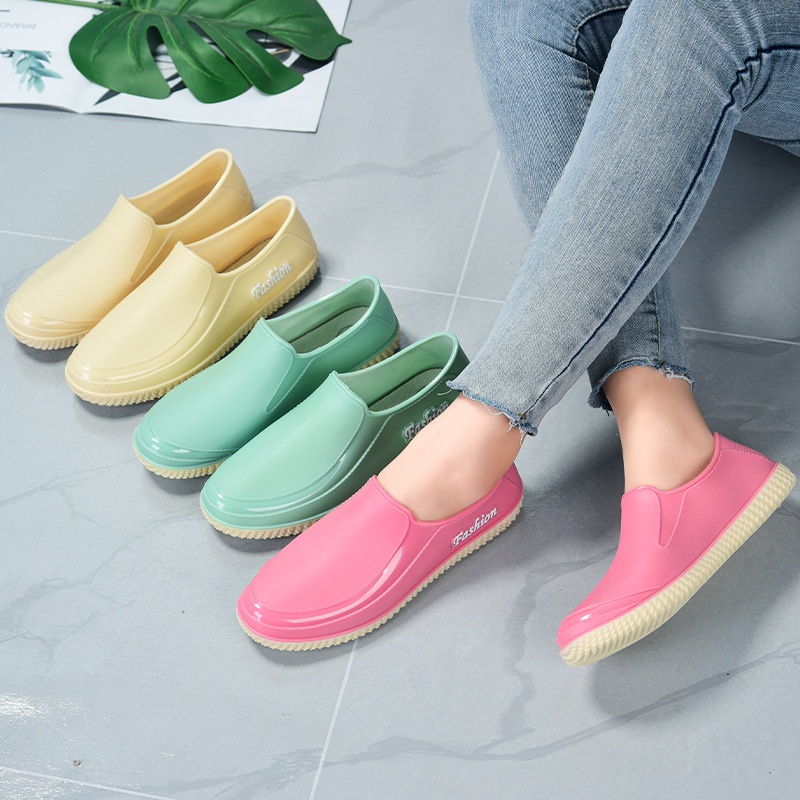 Kitchen Low-top Rain Boots Women's Rain Boots Short Tube Thick Bottom Fashionable Ladies Non-slip Style Outdoor Work Shoes Waterproof Shoes Water Boots