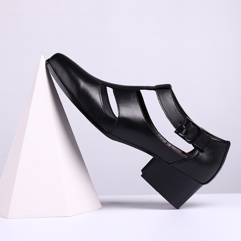 Summer Business Formal Leather Sandals Men's High Heels Hollow Pointed Shoes Men's Shoes Breathable Hole Shoes