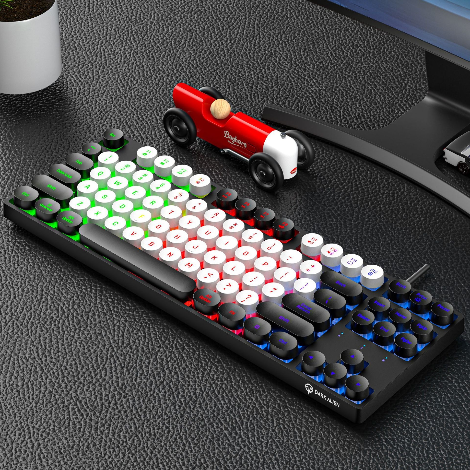 Gaming Mechanical Feel Keyboard Retro Punk Office Gaming Wired Luminous Mechanical Feel Keyboard