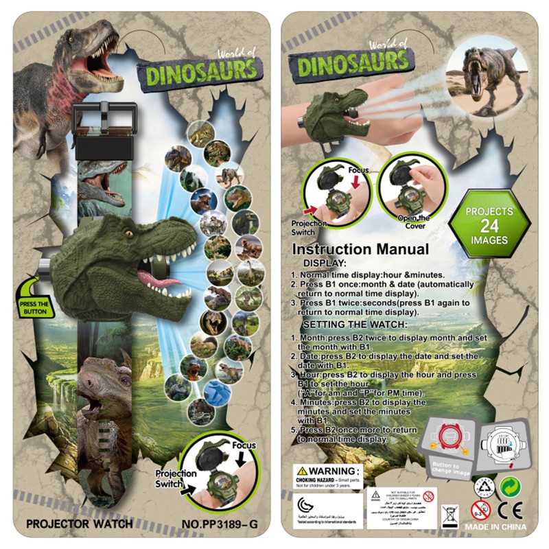 Specially Designed For Dinosaur Projection Luminous Toys Children's Projector Flashlight Projection Watch Camera Bedtime Story