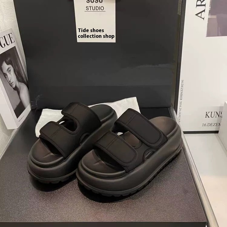 Garo Asian And European Goods Slippers For Women Summer Style Outdoor Wear Net Celebrity Fashion Thick Bottom Versatile Velcro Beach Shoes