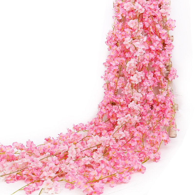 Cherry Blossom Vines Flowers Wrapped Around Air Conditioning Pipes Vines To Block Flower Strips Tree Simulation Plastic Decorative Flower Vines Fake Flower Vines