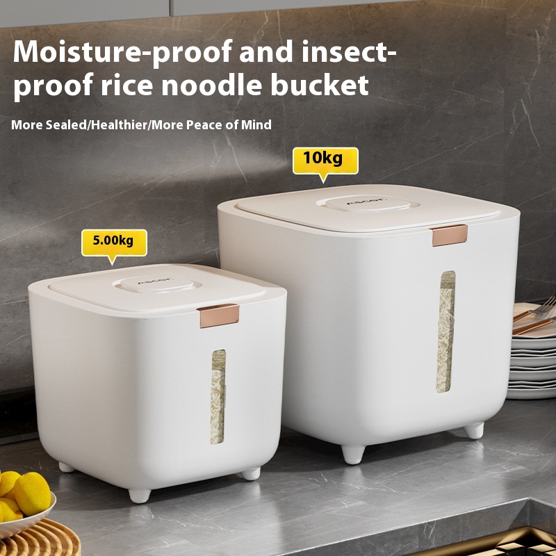 Rice Bucket Household Ect-proof Moisture-proof Sealed Food Grade Rice Jar Rice Box High-end Flour Storage Tank Rice Storage Box