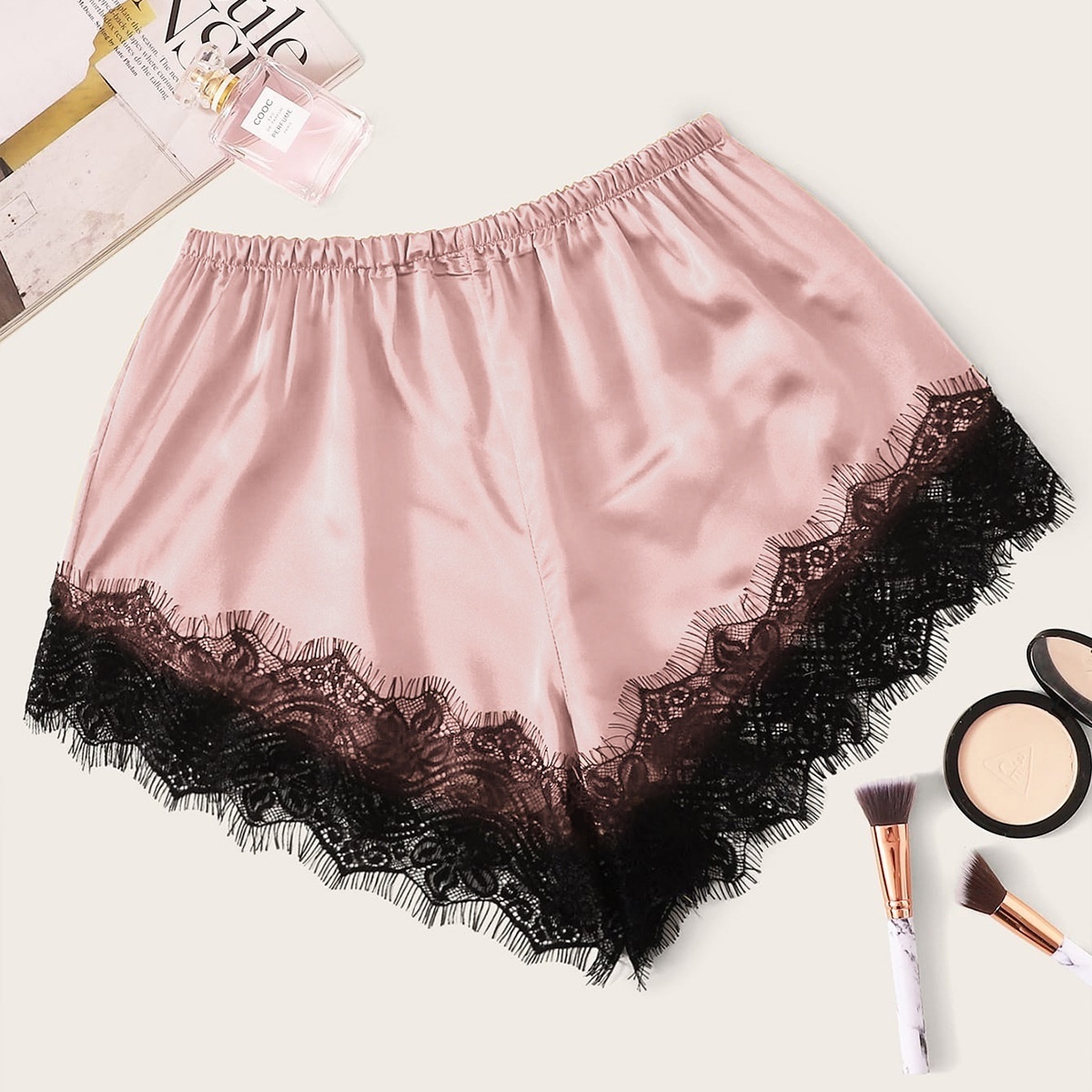 Thin Spring And Summer Ice Silk Bottoming Shorts For Women With Lace-lined Safety Pants For Home Use,Solid Color Leggings