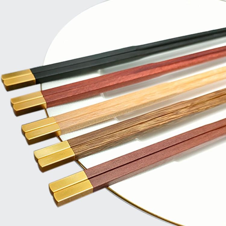 10 Pairs Chinese Red Sandalwood & Wenge Wood Chopsticks – Natural Lacquer-Free Non-Slip Premium Solid Wood Home & Restaurant Use