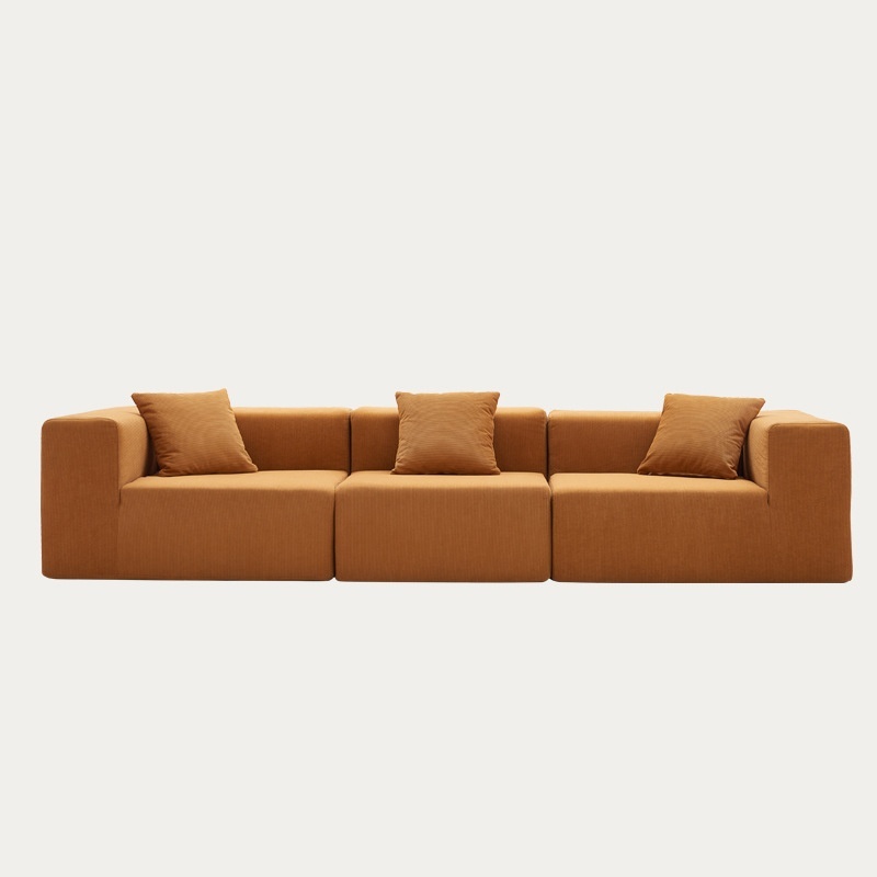 Hot-selling Full Sponge Compressed Fabric Sofa Living Room Small Apartment Four-person Straight Row Combination Tofu Block Sofa