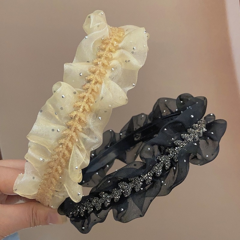 Internet Celebrity Love Starry Sky Pleated Headband French Princess Head High-end Face Wash Head Buckle Hairpin