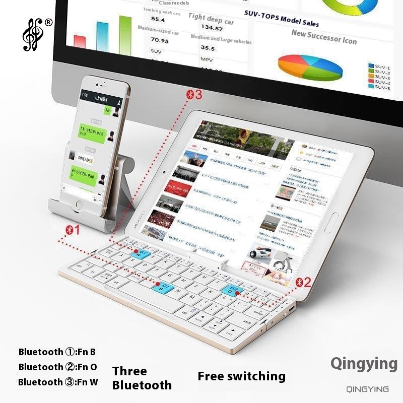 Hangshi Folding Bluetooth Keyboard And Mouse Suit Apple Android For Xiaomi Tablet Hand