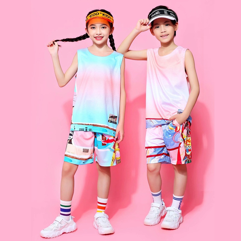 Children's Basketball Uniforms Suits Boys And Girls Jerseys Teenagers Primary School Students Vests Kindergarten Performance Clothes Printing