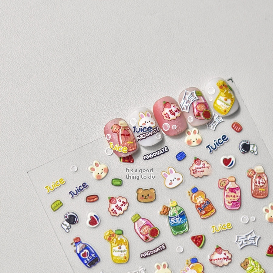 Tomoni Relief Nail Stickers Hot Cute Nail Stickers Japanese Summer Soda3201