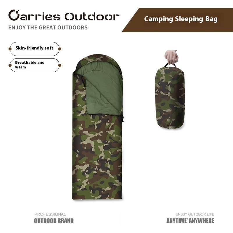Envelope Style Digital Camouflage Sleeping Bag Outdoor Camping Sleeping Bag Travel Warm Adult Winter Cotton Sleeping Bag Thickened