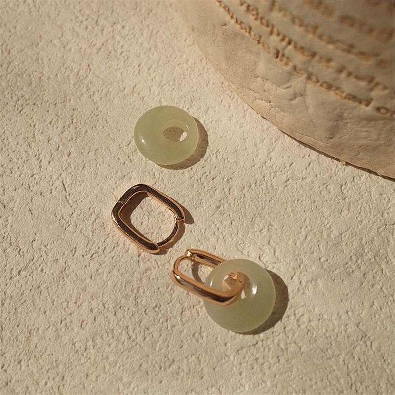 Hotan Jade Earrings Female Princess Ping An Buckle Transporter Niche Design Sense Circle Ear Buckle Earrings Chinese Style