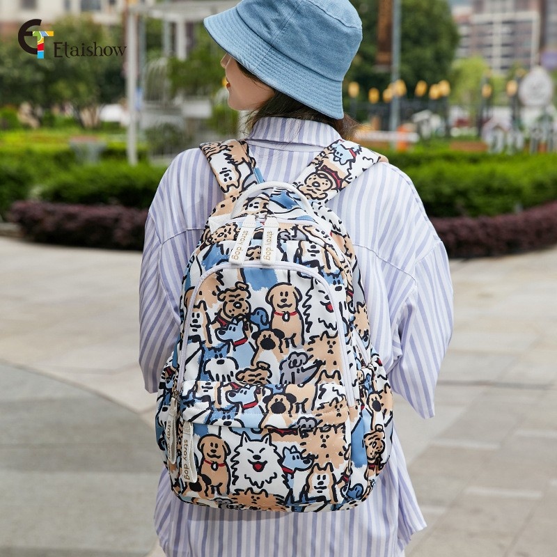 Fashion Printed Backpack Women's Large Capacityy Middle School And High School Student School Bag College Style Computer Backpack