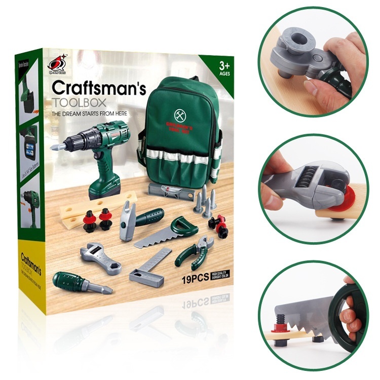 Play House Children's Toys Boy Repair Tools DIYSimulation Electric Drill Simulation Tool Backpack Combination