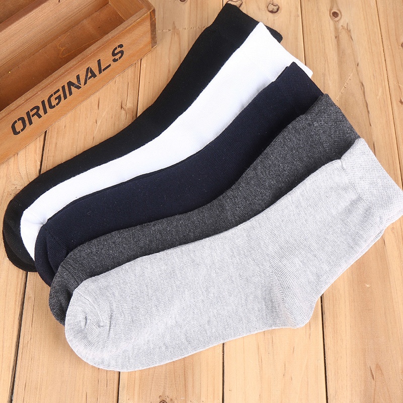 Solid Color Cotton Socks For Men Business Mid-tube Socks Wicking Sweat Sports Mid-waist Socks