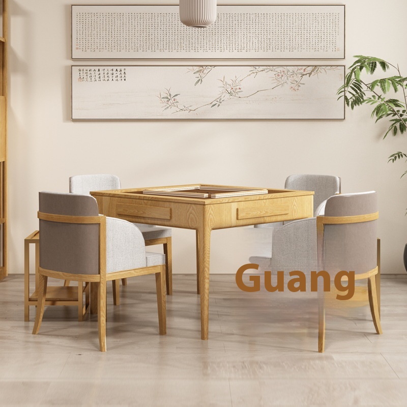 Chinese Style Solid Wood Mahjong Table, Silent Dining Table, Two-purpose All-in-one Electric Mahjong Table, Fully Automatic Mahjong Machine For Home Use