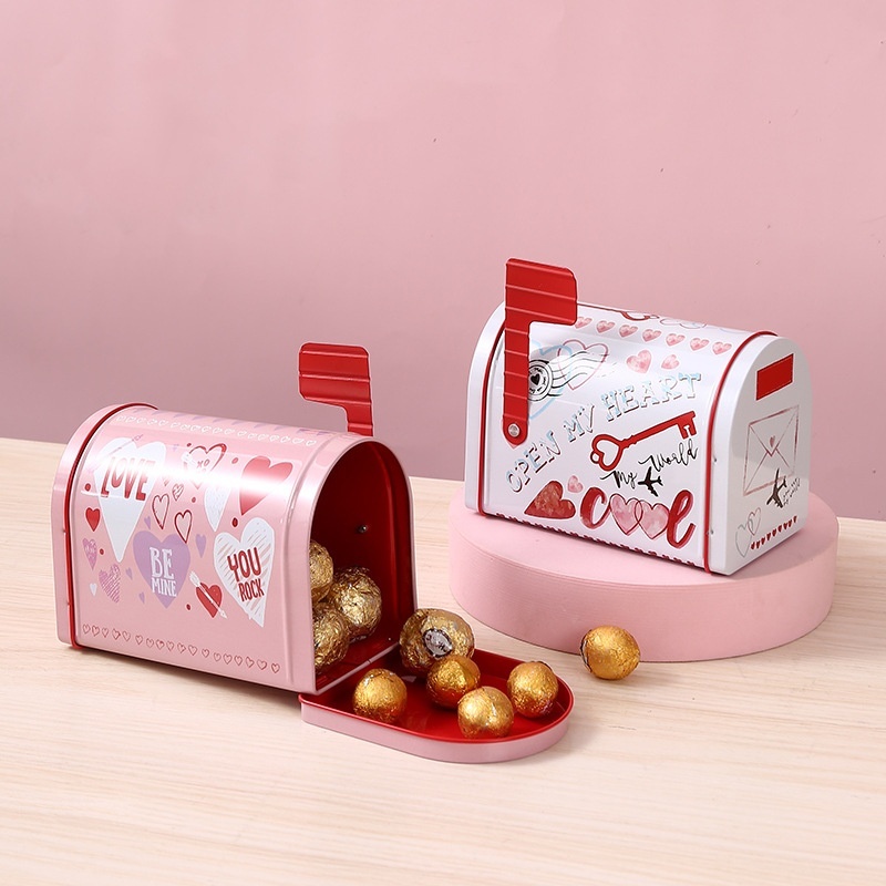 Creative Cute Valentine's Day Envelope Mailbox Iron Box Wedding Candy Gift Box Iron Art Sundries Storage Box