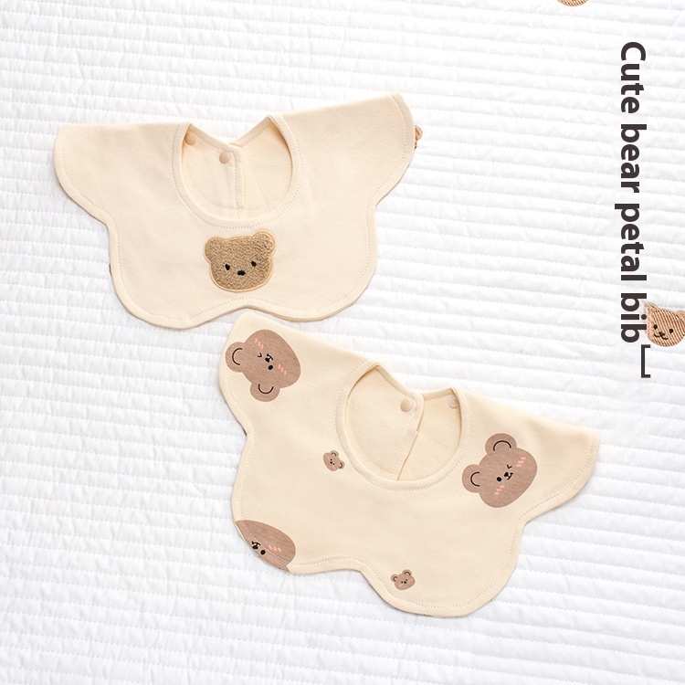 Baby Cotton Bear Bib Baby Cotton360 Petal-shaped Absorbent Bib