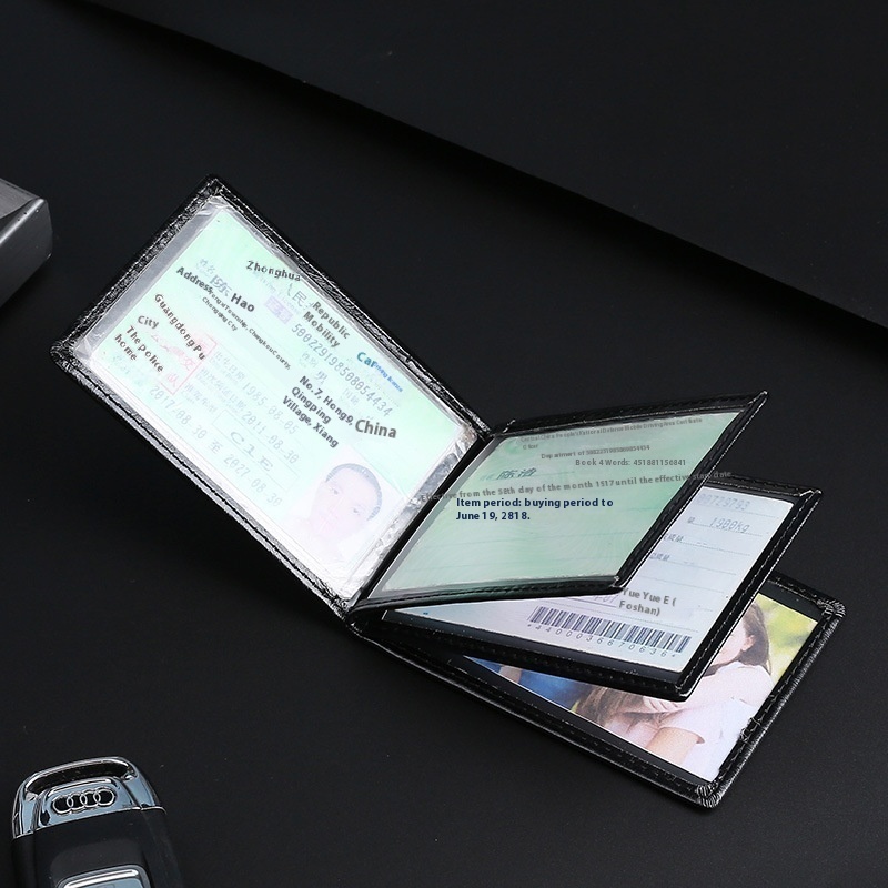 Upgraded Ultra-thin Driver's License Leather Case Motor Vehicle Double Loose-leaf Multi-function Driving Document Holder Car Driver's License Holder