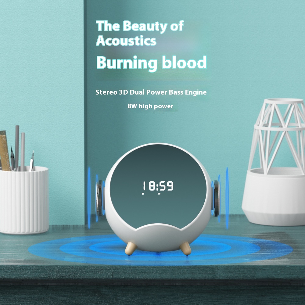 Wireless Charging Smart Home Bluetooth Desktop Small Speaker Mobile Phone Holder Computer Memory Card USBClock Alarm Clock