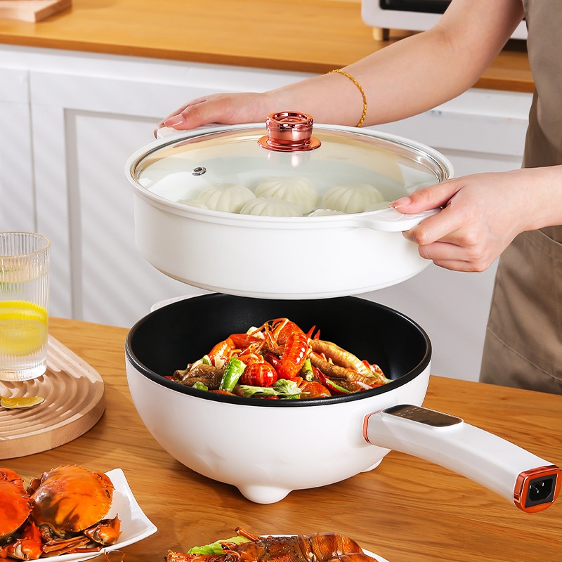 Electric Wok Household Large-capacity Electric Heating Pot Steaming Pot Integrated Non-stick