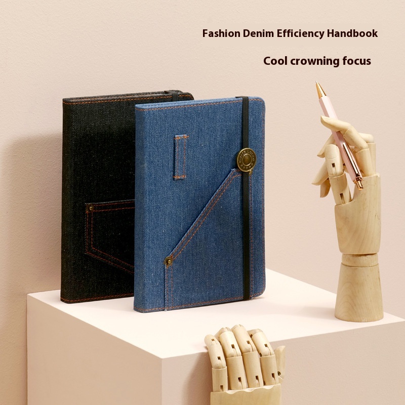 Creative Denim A5 Notebook High-value High-end Diary Self-discipline Punch Card Plan Schedule Notebook